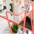 Linon Mia Metal & Mirrored Mid Century 2 Level Rolling Bar Cart in Coral Orange
