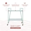 Linon Mia Metal and Mirrored Mid Century 2 Level Rolling Bar Cart in Mint Green