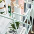 Linon Mia Metal and Mirrored Mid Century 2 Level Rolling Bar Cart in Mint Green