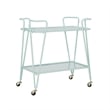 Linon Mia Metal and Mirrored Mid Century 2 Level Rolling Bar Cart in Mint Green