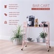 Linon Mia Metal and Mirrored Mid Century 2 Level Rolling Bar Cart in Pink