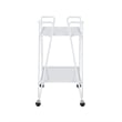 Linon Mia Metal and Mirrored Mid Century 2 Level Rolling Bar Cart in White