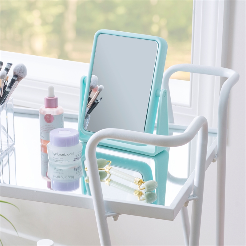 Linon Mia Metal and Mirrored Mid Century 2 Level Rolling Bar Cart in White