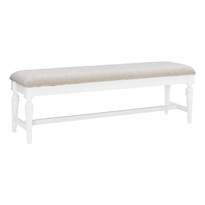 linon hayes wood bench with cushioned seat in white
