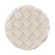 Linon Henson Round Stool Black Hairpin Legs Basketweave Seat in Cream Velvet
