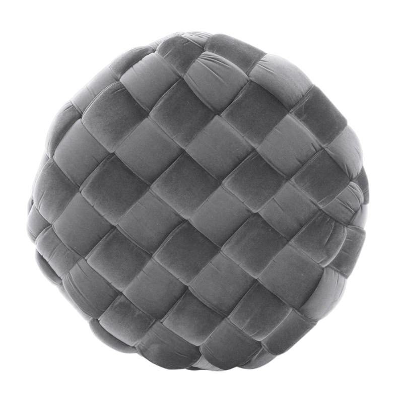 Linon Henson Round Stool Black Hairpin Legs Basketweave Seat in Gray