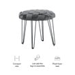 Linon Henson Round Stool Black Hairpin Legs Basketweave Seat in Gray