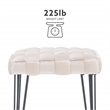 Linon Henson Square Stool Black Hairpin legs Basketweave Seat in Cream Velvet