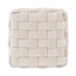 Linon Henson Square Stool Black Hairpin legs Basketweave Seat in Cream Velvet