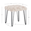 Linon Henson Square Stool Black Hairpin legs Basketweave Seat in Cream Velvet