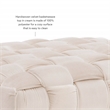 Linon Henson Square Stool Black Hairpin legs Basketweave Seat in Cream Velvet