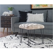 Linon Henson Square Stool Black Hairpin legs Basketweave Seat in Cream Velvet