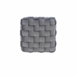 Linon Henson Square Stool Black Hairpin Legs Basketweave Seat in Gray Velvet
