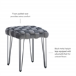 Linon Henson Square Stool Black Hairpin Legs Basketweave Seat in Gray Velvet