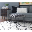 Linon Henson Square Stool Black Hairpin Legs Basketweave Seat in Gray Velvet