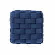 Linon Henson Square Stool Black Hairpin Legs Basketweave Seat in Navy Velvet