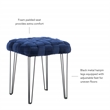 Linon Henson Square Stool Black Hairpin Legs Basketweave Seat in Navy Velvet