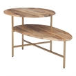Linon Devyn Two Tiered Wood and Metal Coffee Table in Natural and Gold