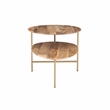 Linon Devyn Two Tiered Wood and Metal Coffee Table in Natural and Gold