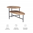Linon Devyn Two Tiered Wood and Metal Coffee Table in Natural and Black
