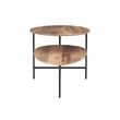 Linon Devyn Two Tiered Wood and Metal Coffee Table in Natural and Black