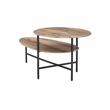 Linon Devyn Two Tiered Wood and Metal Coffee Table in Natural and Black