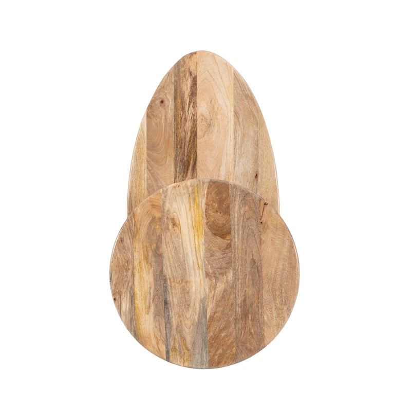 Linon Devyn Two Tiered Wood and Metal Coffee Table in Natural and Black