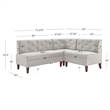 Linon Hale Tufted Back Fully Upholstered Corner Nook Bench in Light Grey Fabric