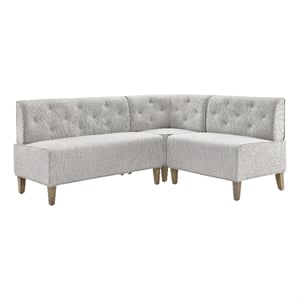 Linon Hale Tufted Back Fully Upholstered Corner Nook Bench in Light Grey Fabric