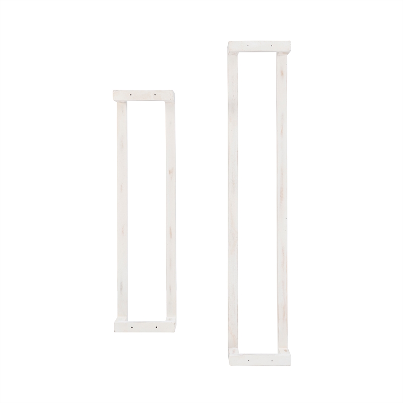 Linon Margot Wood Two Pack Towel Racks in Rustic Whitewash