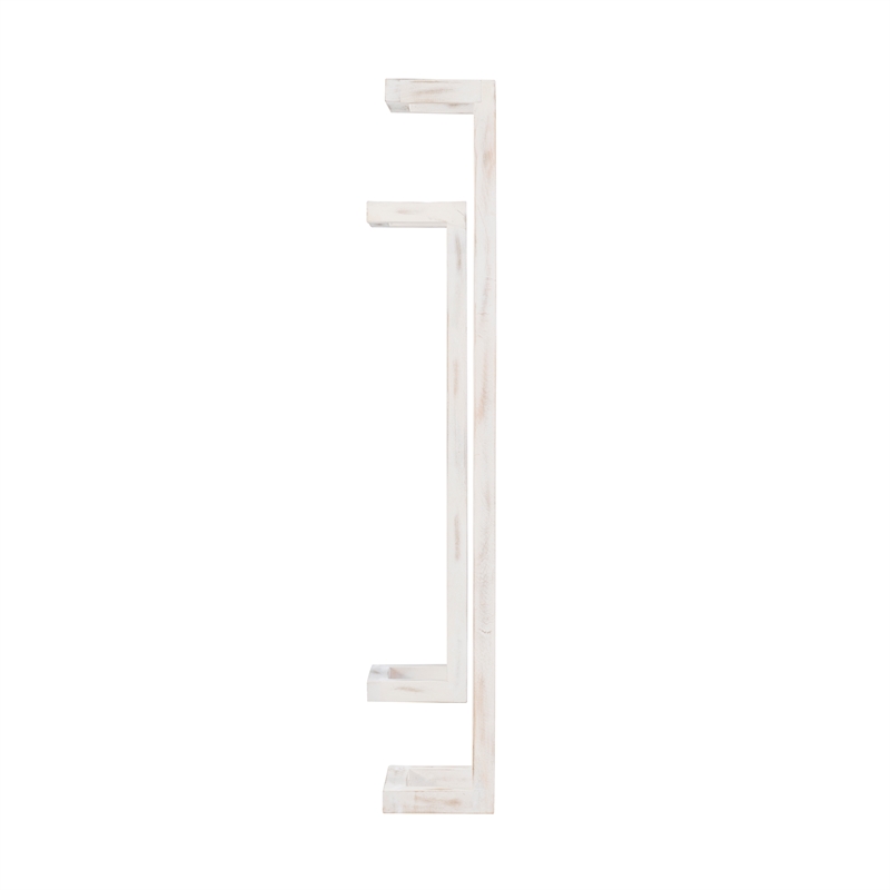 Linon Margot Wood Two Pack Towel Racks in Rustic Whitewash