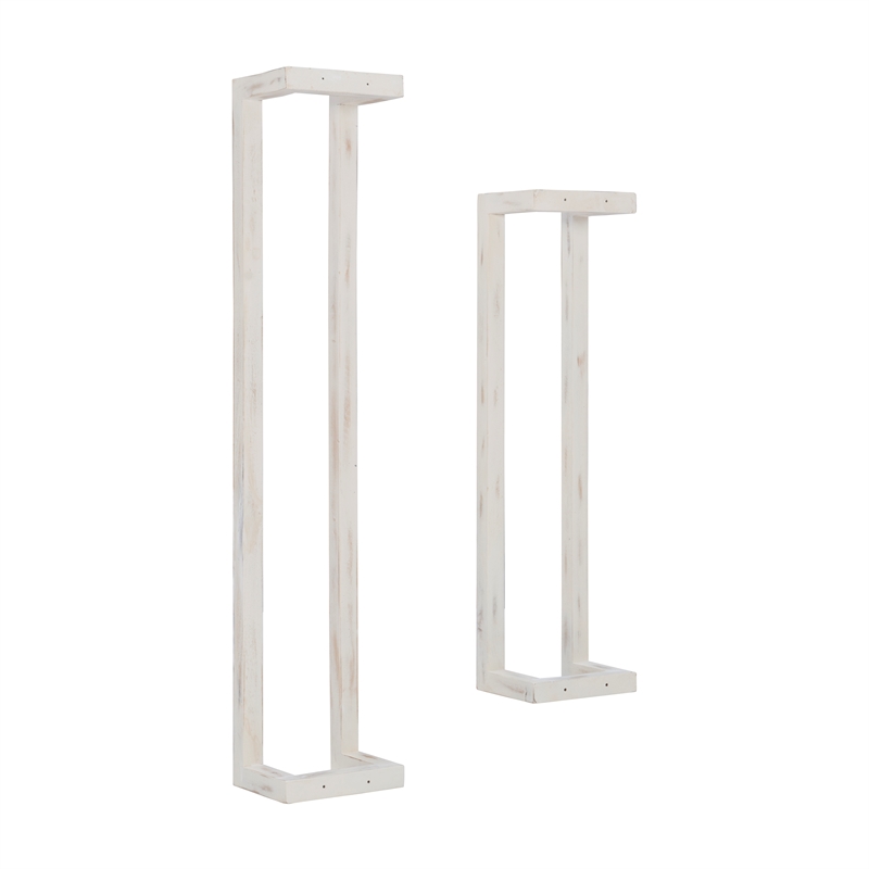 Linon Margot Wood Two Pack Towel Racks in Rustic Whitewash