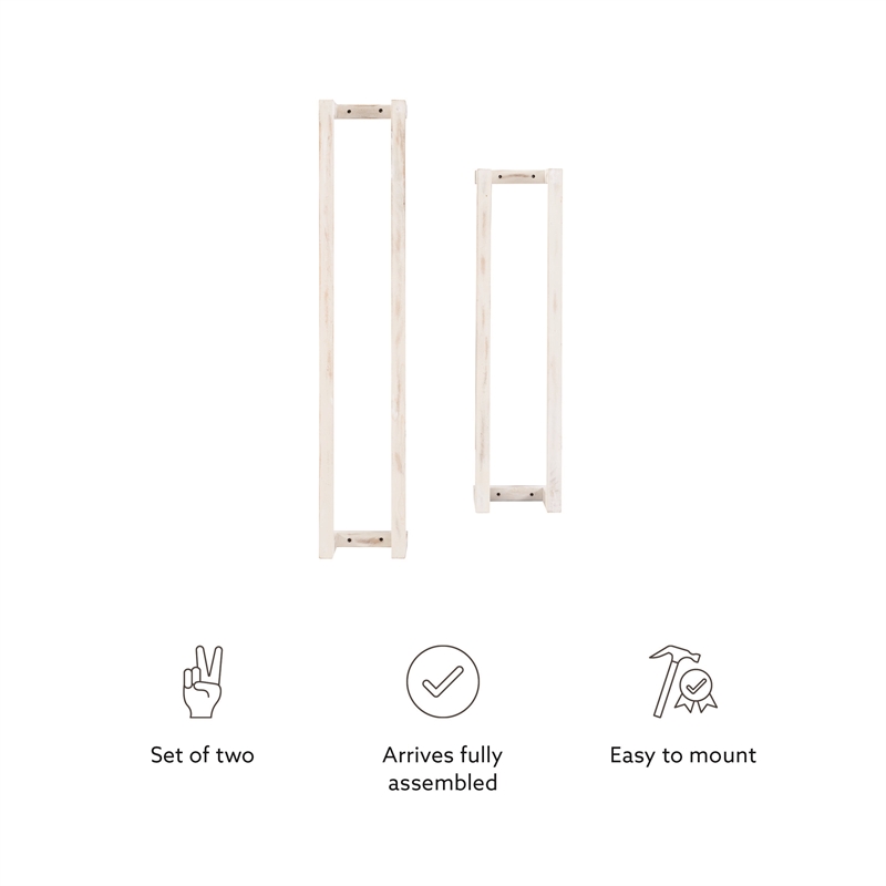 Linon Margot Wood Two Pack Towel Racks in Rustic Whitewash