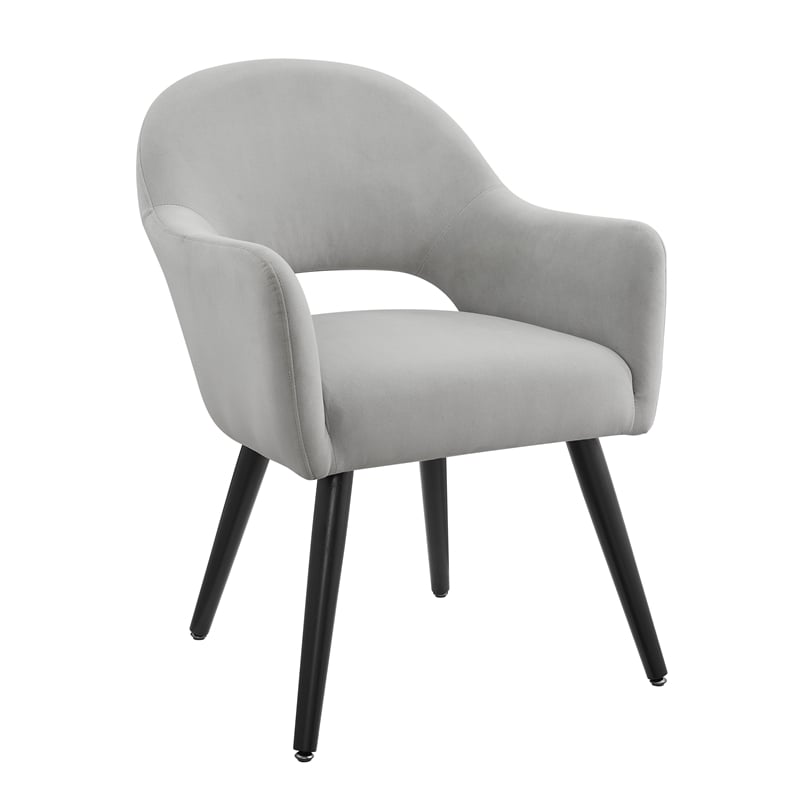 Linon Taya Wood and Velvet Dining Chair in Light Gray