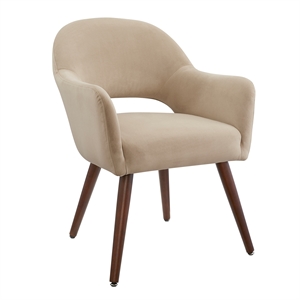linon taya wood and velvet dining chair in camel brown