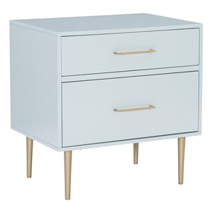 linon dylan two drawer wood nightstand in ice blue