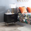 Linon Dylan Wood Nightstand with 2 Drawers and Gold Accents in Black