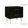Linon Dylan Wood Nightstand with 2 Drawers and Gold Accents in Black