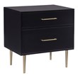 Linon Dylan Wood Nightstand with 2 Drawers and Gold Accents in Black