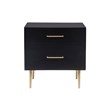 Linon Dylan Wood Nightstand with 2 Drawers and Gold Accents in Black