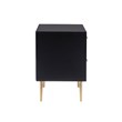 Linon Dylan Wood Nightstand with 2 Drawers and Gold Accents in Black