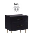 Linon Dylan Wood Nightstand with 2 Drawers and Gold Accents in Black