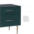Linon Dylan Wood Nightstand with 2 Drawers and Gold Accents in Dark Green