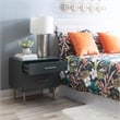 Linon Dylan Wood Nightstand with 2 Drawers and Gold Accents in Dark Green