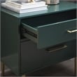 Linon Dylan Wood Nightstand with 2 Drawers and Gold Accents in Dark Green