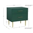 Linon Dylan Wood Nightstand with 2 Drawers and Gold Accents in Dark Green