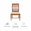 Linon Madson Set of 2 Dining Chairs Tan Faux Leather Seats in Brown Stained Wood