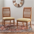 Linon Madson Set of 2 Dining Chairs Tan Faux Leather Seats in Brown Stained Wood