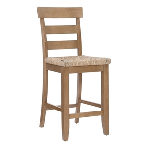 linon smith wood and seagrass counter stool in natural brown