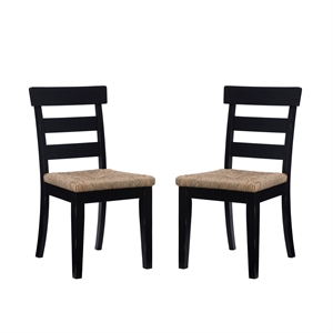 linon smith wood and seagrass set of two dining chairs in black